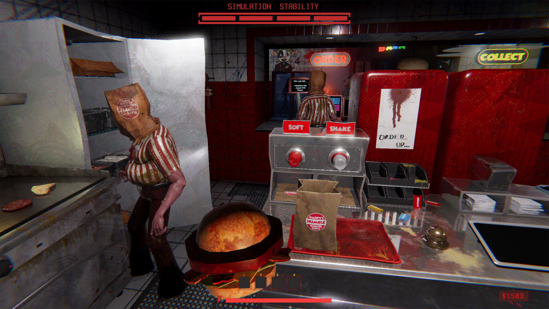 Two players coordinating in the Burger Cult kitchen